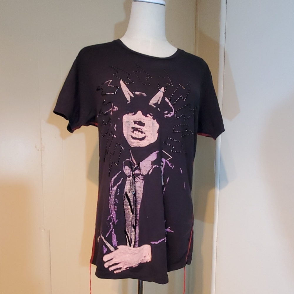 House of the Gods AC/DC Black/ Purple Beaded Shirt